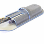 جا قلم چرمی 2 تایی شوالیه DLX رنگ سرمه ای با دوخت سفید