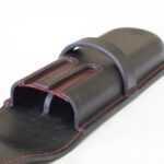 جا قلم چرمی 2 تایی شوالیه DLX رنگ مشکی با دوخت قرمز