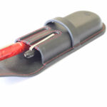 جا قلم چرمی 2 تایی شوالیه DLX رنگ مشکی با دوخت قرمز